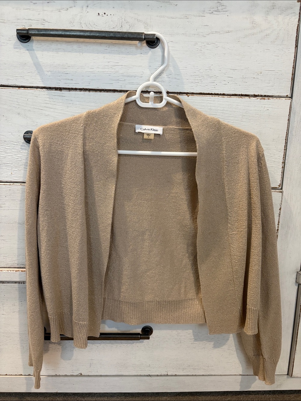 Calvin Klein Beige Open-Front Cropped Cardigan
